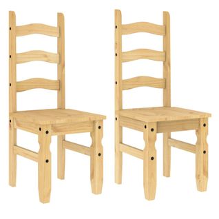 Set De 2 Chaises De Cuisine Salle à Manger 42 X 47 X 107cm En Bois Massif De Pin Dec025495