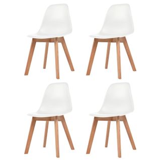 Set De 4 Chaises De Salle à Manger Design Scandinave En Plastique Blanc Et Bois Dec025603