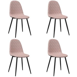 Set De 4 Chaises De Salle à Manger En Tissu Velours Rose Coutures En Losange Dec025652