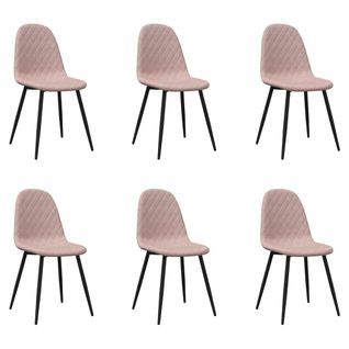 Set De 6 Chaises De Salle à Manger Design Moderne Coutures Losange En Velours Rose Dec025711