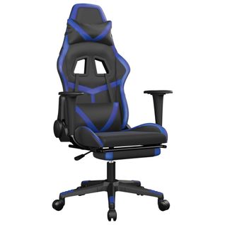 Fauteuil De Bureau Chaise Gaming Avec Coussin Lombaire Fonction De Massage Et Repose-pieds En Pvc