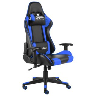 Fauteuil De Bureau Chaise Gaming Sur Roulettes Accoudoirs Hauteur Réglable Pivotant En Pvc Bleu