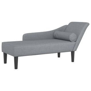 Méridienne Chaise Longue Canapé Pour Intérieur Avec Coussins En Tissu Gris Clair Dec026073