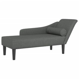 Méridienne Chaise Longue Canapé Pour Intérieur Avec Coussins En Tissu Gris Foncé Dec026079