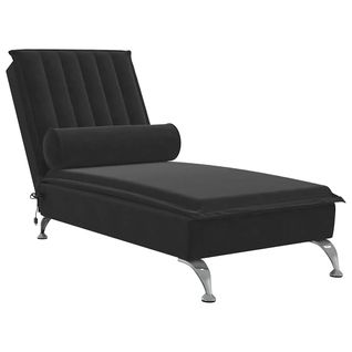 Méridienne Chaise Longue Pour Intérieur Fonction De Vibration Avec Traversin En Velours Noir Dec02