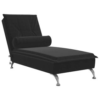 Méridienne Chaise Longue Pour Intérieur Fonction De Vibration Avec Traversin En Velours Noir Dec02