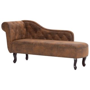 Méridienne Chaise Longue Canapé Dossier Accudoir Capitonné Pour Intérieur En Pvc Aspect Daim Marro