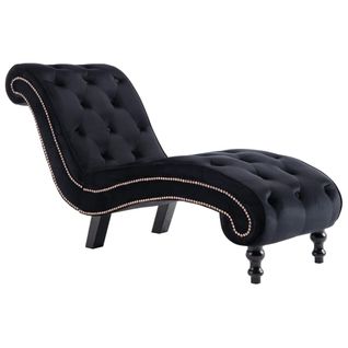 Méridienne Chaise Longue Canapé Capitonné Pour Intérieur En Velours Noir Dec026216