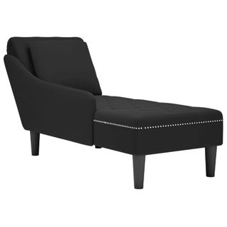 Méridienne Chaise Longue Canapé Pour Intérieur Avec Coussin Et Accoudoir Droit En Velours Noir Dec