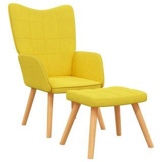 Fauteuil Lounge Chaise De Canapé Design Moderne Avec Repose-pieds En Tissu Jaune Moutarde Dec02659