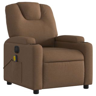 Fauteuil De Relaxation Fonction Massage Et Inclinable 6 Points De Massage En Tissu Marron Dec02778
