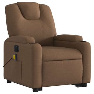 Fauteuil De Relaxation Fonction Massage Et Inclinable Onction De Levage Électrique En Tissu Marron