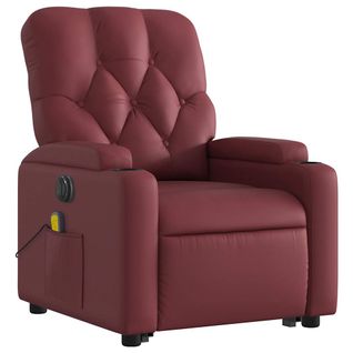 Fauteuil De Relaxation Fonction Massage Et Inclinable En Pvc Rouge Bordeaux Dec027833