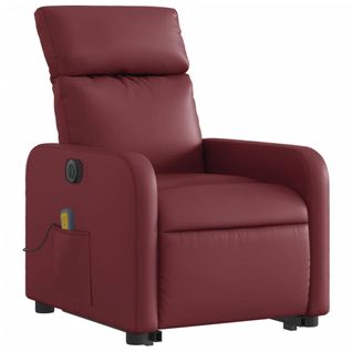 Fauteuil De Relaxation Fonction Massage Et Inclinable Levage Électrique En Pvc Rouge Bordeaux Dec0