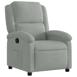 Fauteuil Relax TV Rembourrage Confortable Fonction D'inclinaison Manuelle En Velours Gris Clair