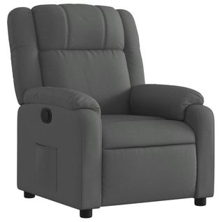 Fauteuil Relax TV Rembourrage Confortable Fonction D'inclinaison Manuelle En Tissu Gris Foncé Dec0