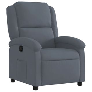Fauteuil Relax TV Rembourrage Confortable Fonction D'inclinaison Manuelle En Velours Gris Foncé
