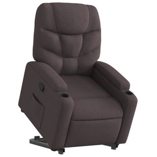 Fauteuil Relax TV Rembourrage Confortable Fonction De Levage Électrique En Tissu Marron Foncé Dec0
