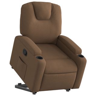 Fauteuil Relax TV Rembourrage Confortable Fonction De Levage Électrique En Tissu Marron Dec028055