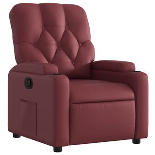 Fauteuil Relax TV Rembourrage Confortable Fonction D'inclinaison Manuelle En Pvc Rouge Bordeaux De