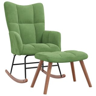 Fauteuil à Bascule D'allaitement Rembourré Relax Pour Salon Avec Repose-pied En Velours Vert Clair