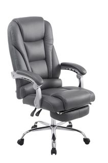 Fauteuil De Bureau Ergonomique Avec Repose-pieds Extensible Synthétique Gris Bur10168