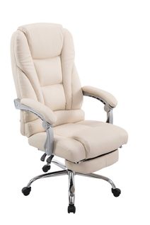 Fauteuil De Bureau Ergonomique Avec Repose-pieds Extensible Synthétique Crème Bur10169