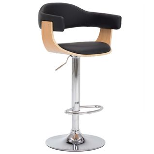 Lot De 2 Tabourets De Bar Chaises Hautes Rétro En Bois Courbé Et Pvc Noir Dec029792