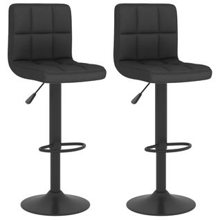 Lot De 2 Tabourets De Bar Chaises Hautes Coutures Carrées En Tissu Et Acier Noir Dec029814
