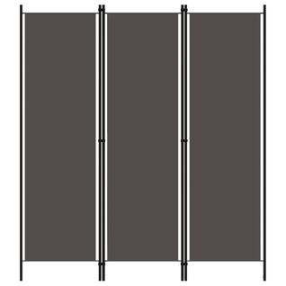 Paravent Séparateur De Pièce Cloison 3 Panneaux 150 X 180 Cm En Tissu Anthracite Et Fer Dec030722