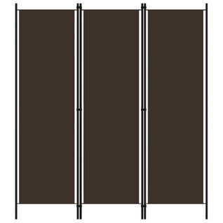 Paravent Séparateur De Pièce Cloison 3 Panneaux 150 X 180 Cm En Tissu Marron Et Fer Dec030775