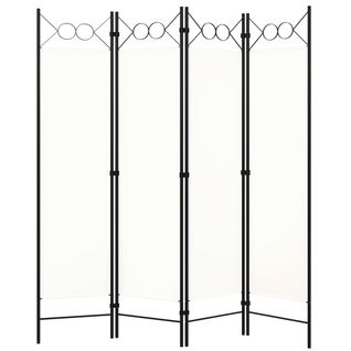 Paravent Séparateur De Pièce Cloison 4 Panneaux 160 X 180 Cm Tissu Blanc Et Fer Dec030836