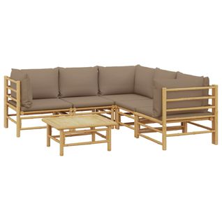 Salon De Jardin Meuble D'extérieur Ensemble De Mobilier 6 Pièces Avec Coussins Taupe