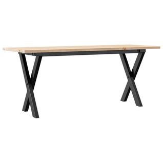 Table Basse Rectangulaire Style Industriel Cadre En X 110 X 40 X 45 Cm Bois De Pin Et Acier Noir D