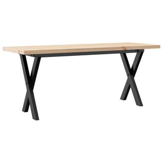 Table Basse Rectangulaire Style Industriel Cadre En X 110 X 40 X 45,5 Cm Bois De Pin Et Acier Noir