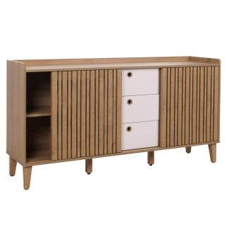 Buffet Avec 4 Compartiments De Rangement Et 3 Tiroirs En Bois De Manguier 81x150x40 Cm 04_0005998