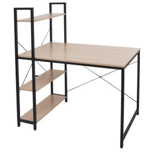 Bureau Avec Étagère Table Pour Ordinateur 100 X 60 Cm Mdf Et Métal 04_0006013