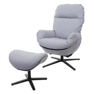Fauteuil TV De Relaxation Fonction Bascule Siège Rotatif Avec Repose-pieds En Tissu Gris Clair 04_