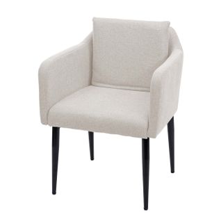 Chaise De Salle à Manger Fauteuil Assise Et De Dossier Arrondies En Tissu/textile Crème Beige 04_0