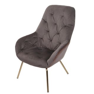Chaise De Salle à Manger Rembourrée Chaise De Salon Avec Accoudoir Métal Et Velours Marron Clair 0