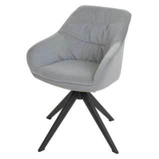 Chaise De Salle à Manger Rembourrée Avec Accoudoir Rotatif En Métal Tissu/textile Gris Clair 04_00