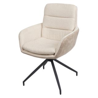 Chaise De Salle à Manger X1 Inclinable Pivotante Position Automatique Tissu Crème Beige 04_0006335