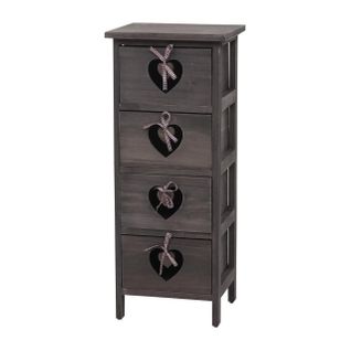 Commode Armoire Avec 4 Tiroirs Décoration Coeurs 70x29x25 Cm Aspect Vieilli Vintage Gris-brun 04_0