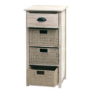 Commode Avec Tiroir Et 3 Paniers 83x40x29 Cm Paniers Naturels Marron Clair 04_0006507