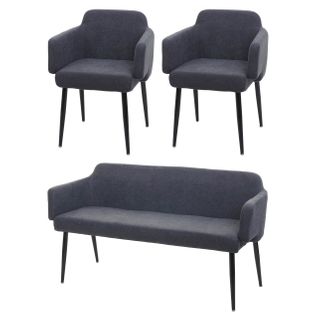 Ensemble De Salle à Manger 2x Chaise De Salle à Manger Et 1x Banc En Tissu Anthracite 04_0006755