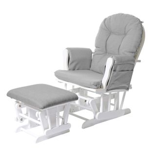 Fauteuil De Relaxation Fonction Bascule Avec Repose-pieds Coussin En Tissu Gris Structure En Bois