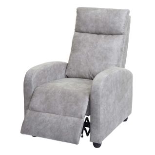 Fauteuil TV De Relaxation Fonction Inclinable Réglable En Tissu Vintage Gris Clair 04_0006879