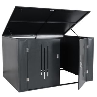 Abri à Vélos Avec Couvercle Verrouillable Rangement Jardin 121x202x150 Cm En Métal Anthracite 04_0