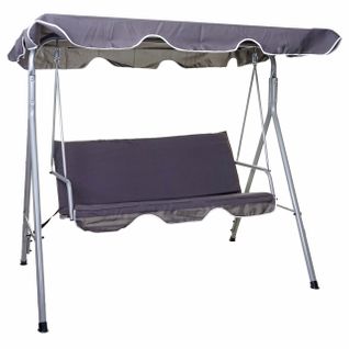 Balancelle De Jardin 3 Places Uv 50+ Toit Réglable 197 X 185 Cm Gris Foncé 04_0007030