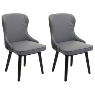 Lot De 2 Chaises De Salle à Manger Coutures Décoratives Au Dos Asssie En Tissu Gris Foncé-gris Cla
